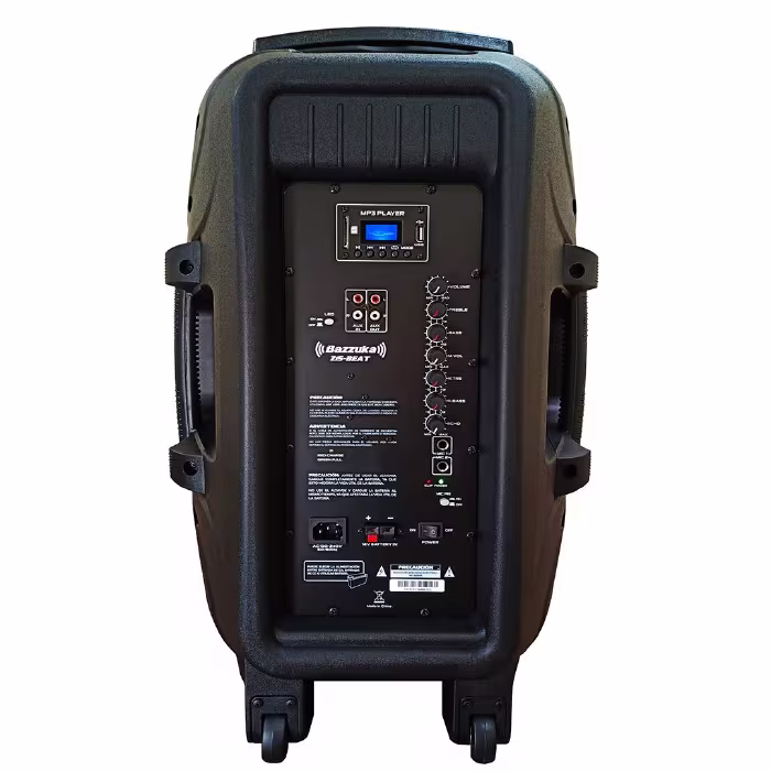 Siente la energía con el parlante recargable Z15‑BEAT de Bazzuka: 100 W, luces LED y micrófono. Comparte momentos inolvidables donde vayas.