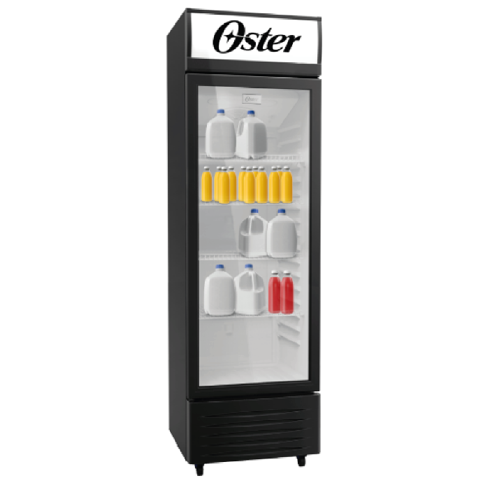 La Vitrina Frigorífica Vertical OS-VSC338 de 338L de Oster ofrece eficiencia y frescura, ideal para destacar tus productos y cautivar a tus clientes.